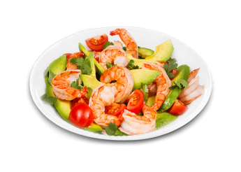 Salade, tomates cerises, avocat, crevettes, olives noires, mozzarella  
Accompagne d'une sauce  la vinaigrette 
+ 1 Boisson 33cl au choix.
